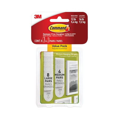 Command Picture Hanging Strips, Value Pack, Removable, White, Med/Large, PK24 17209ES
